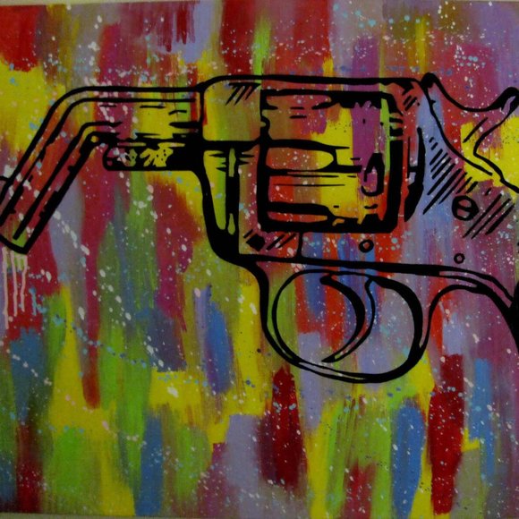 "My suicide Gun" Original Abstract pop art painting NYC FASHION WEEK FEATURED - Picture 2 of 4
